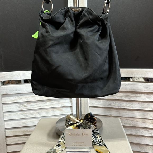 SOLD - Dior Maris Pearl Handle Vintage Nylon Bag,Black11x9,EUC,Callout on bottom - Picture 4 of 14